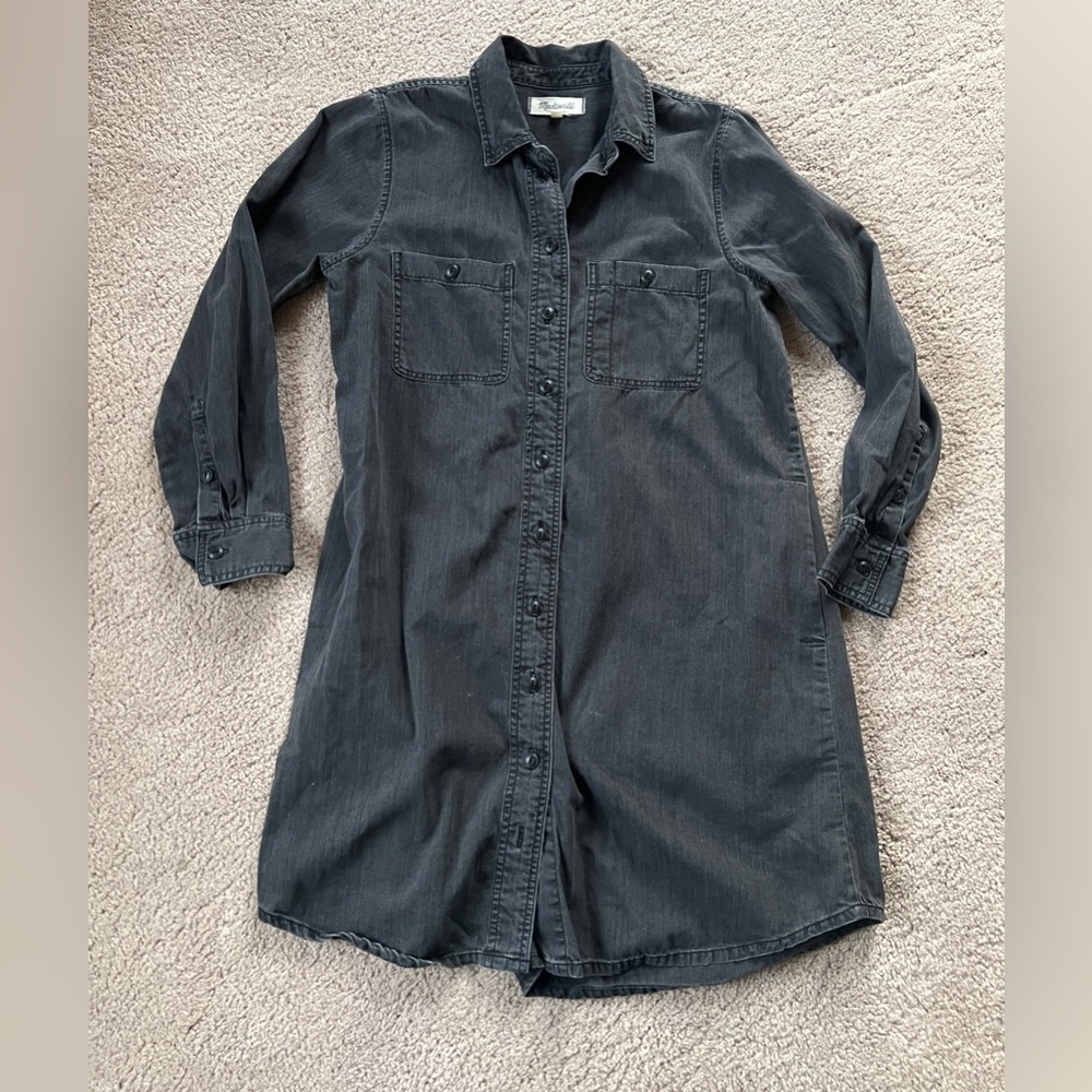 Madewell black denim shirtdress